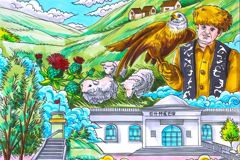 用画笔展示‘一花一羊’特色产业独特魅力的幼儿教师