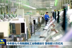 今年前七个月我国轻工业稳健运行 营收超13万亿元