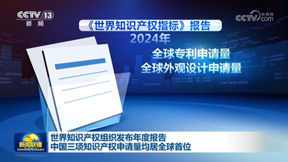 世界知识产权组织发布年度报告 中国三项知识产权申请量均居全球首位