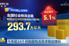 今年前10个月我国物流需求稳定增长